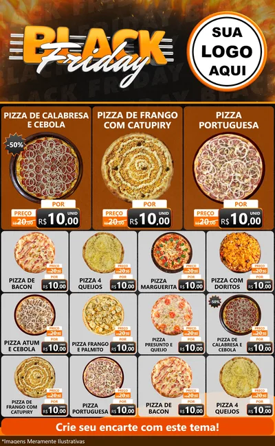 Modelo de Encarte para Encarte Grande com o tema Black Friday para Pizzaria
