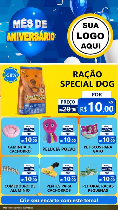 Modelo de Rede Social para Stories com o tema Mês de Aniversário para Pet Shop