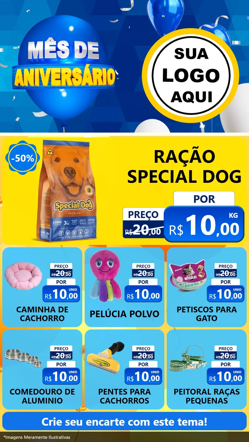 Modelo de Rede Social para Stories com o tema Mês de Aniversário para Pet Shop