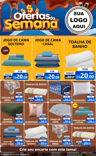 Modelo de Encarte para Encarte Grande com o tema Ofertas da Semana - Páscoa para Cama, Mesa e Banho