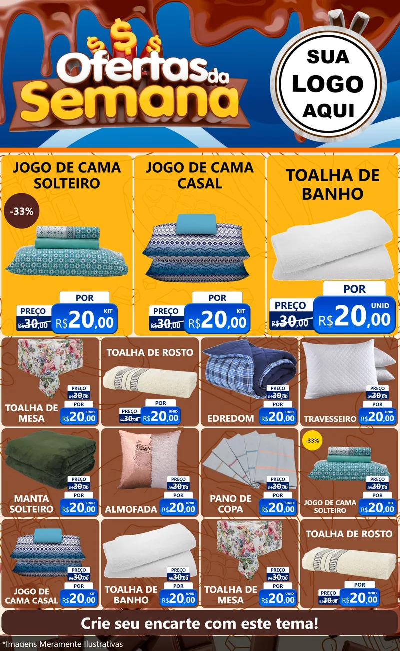 Modelo de Encarte para Encarte Grande com o tema Ofertas da Semana - Páscoa para Cama, Mesa e Banho