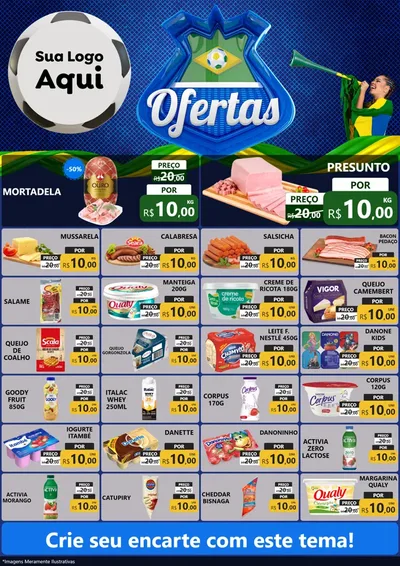 Modelo de Encarte para Encarte A4 Vertical com o tema Ofertas (Futebol) para Frios e Laticínios
