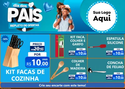 Modelo de Encarte para Encarte A4 Horizontal com o tema Dia Dos Pais Repleto de Ofertas para Utilidades Domésticas