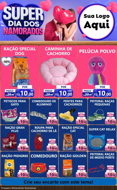 Modelo de Encarte para Encarte Grande com o tema Super Dia dos Namorados para Pet Shop