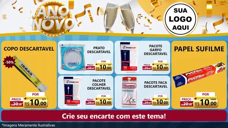Modelo de TV para TV Horizontal com o tema Ofertas de Ano Novo para Embalagens