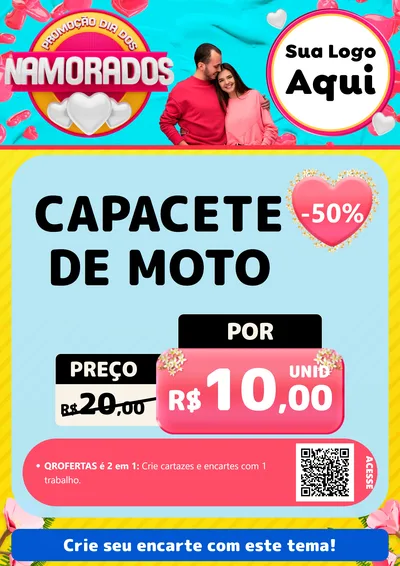 Modelo de Cartaz para Cartaz A4 Vertical com o tema Promoção Dia dos Namorados para Moto peças