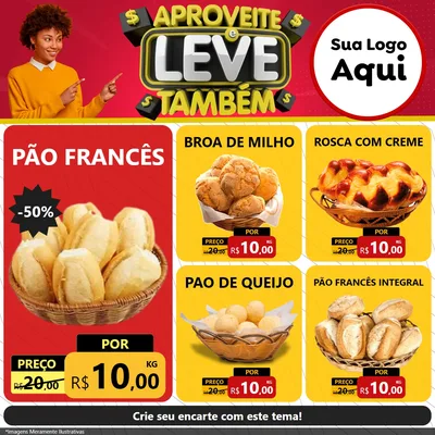 Modelo de Rede Social para Feed Facebook com o tema Aproveite e Leve Também para Padaria