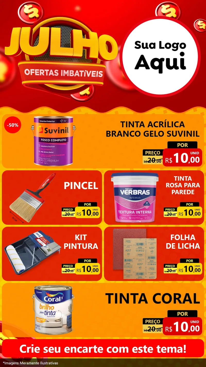 Modelo de TV para TV Vertical com o tema Julho Ofertas Imbatíveis para Tintas e Ferramentas