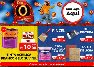 Modelo de Encarte para Encarte A4 Horizontal com o tema Dia O - O Dia Mais Barato Do Mês para Tintas e Ferramentas