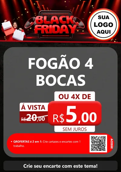Modelo de Cartaz para Cartaz A4 Vertical com o tema Black Friday para Móveis e Eletro