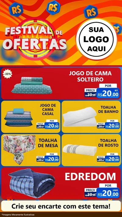 Modelo de TV para TV Vertical com o tema Festival de Ofertas para Cama, Mesa e Banho
