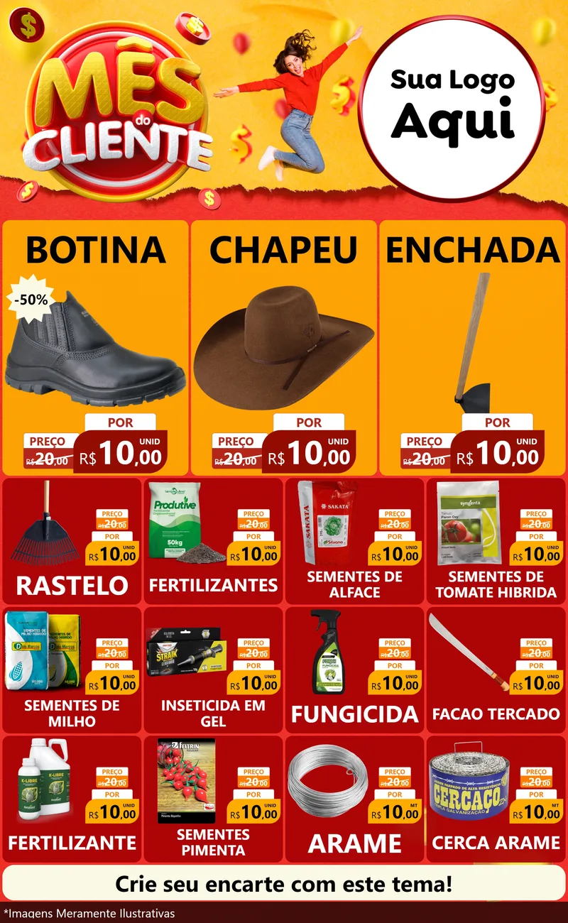 Modelo de Encarte para Encarte Grande com o tema Mês do Cliente para Agropecuária