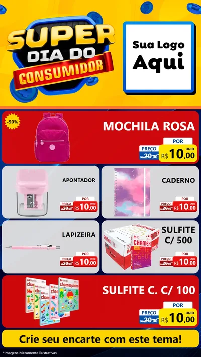 Modelo de TV para TV Vertical com o tema Super Dia do Consumidor para Papelaria