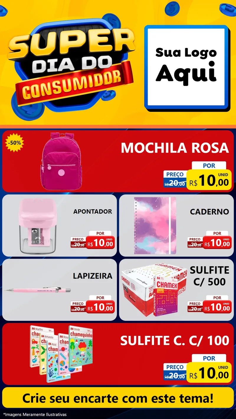 Modelo de TV para TV Vertical com o tema Super Dia do Consumidor para Papelaria
