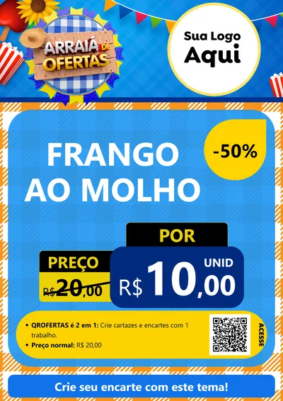 Modelo de Cartaz para Cartaz A4 Vertical com o tema Arraiá de Ofertas para Restaurante