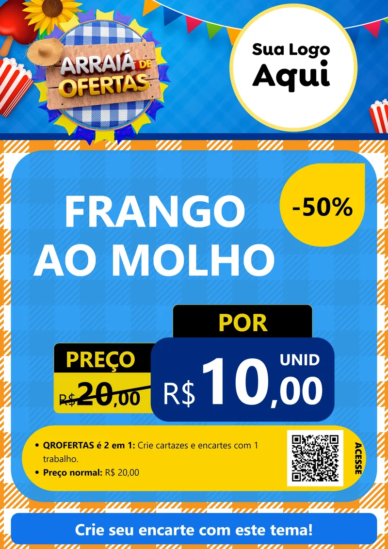 Modelo de Cartaz para Cartaz A4 Vertical com o tema Arraiá de Ofertas para Restaurante