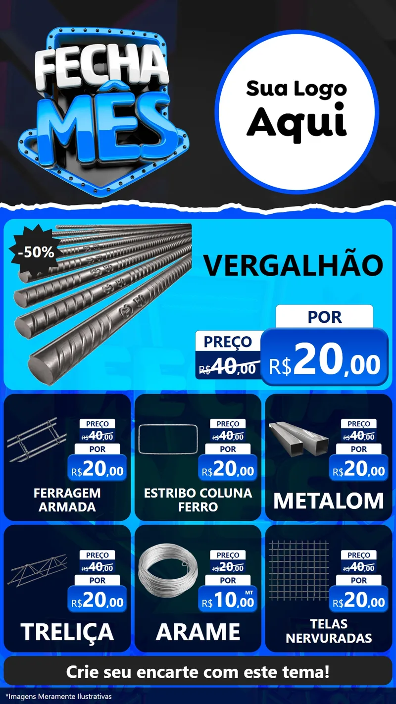 Modelo de Rede Social para Stories com o tema Fecha Mês para Ferragens