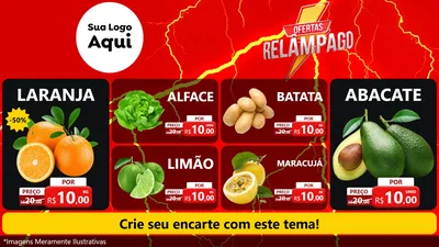 Modelo de TV para TV Horizontal com o tema Ofertas Relâmpago para Hortifrúti