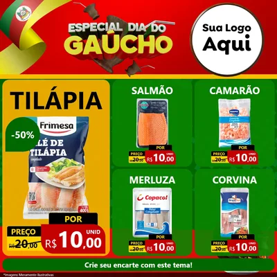 Modelo de Rede Social para Feed Facebook com o tema Especial Dia do Gaúcho para Peixaria