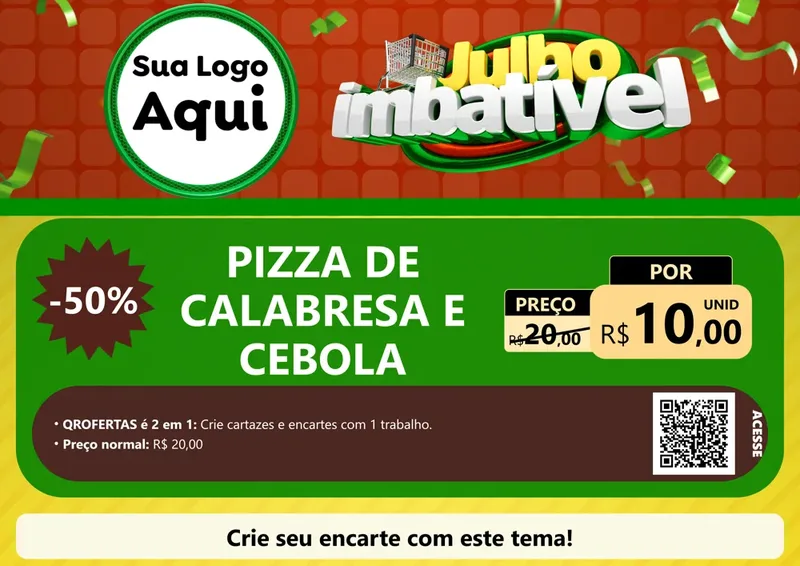 Modelo de Cartaz para Cartaz A4 Horizontal com o tema Julho Imbatível para Pizzaria