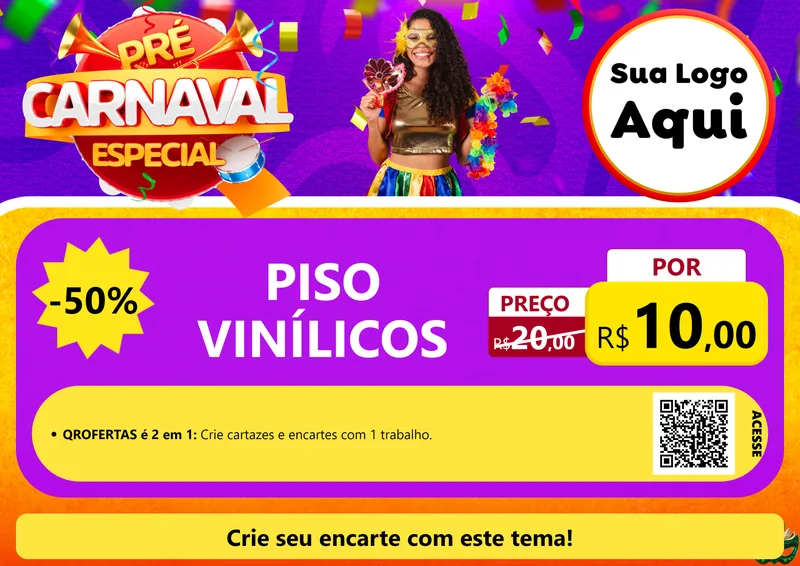 Modelo de Cartaz para Cartaz A4 Horizontal com o tema Pré-Carnaval Especial para Material para Construção