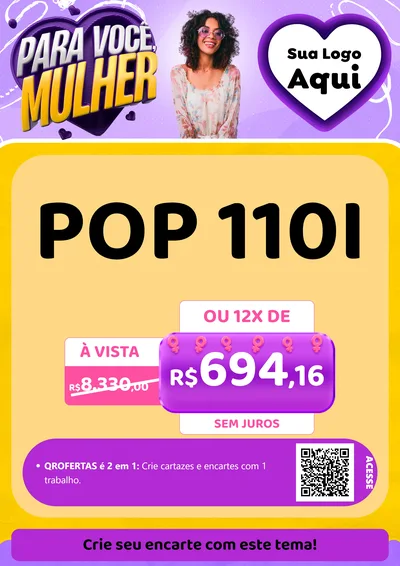 Modelo de Cartaz para Cartaz A4 Vertical com o tema Para Você, Mulher para Concessionaria de Motos