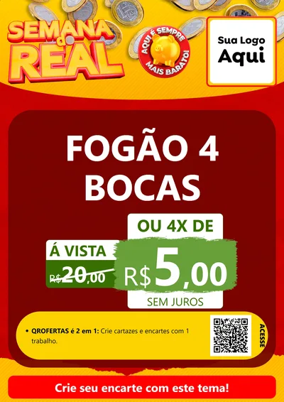 Modelo de Cartaz para Cartaz A4 Vertical com o tema Semana do Real para Móveis e Eletro
