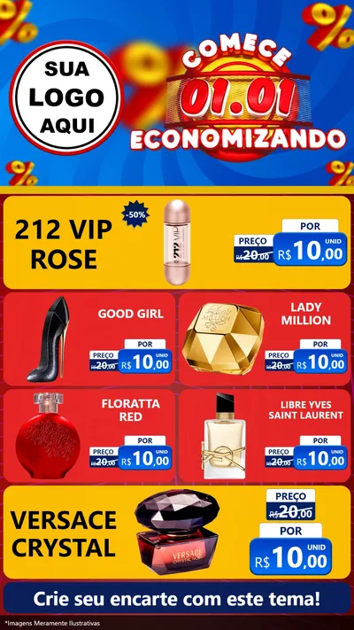 Modelo de TV para TV Vertical com o tema Comece 1º de Janeiro Economizando para Perfumes