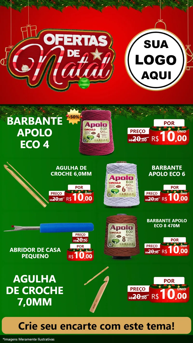 Modelo de TV para TV Vertical com o tema Ofertas de Natal para Armarinho e Aviamentos