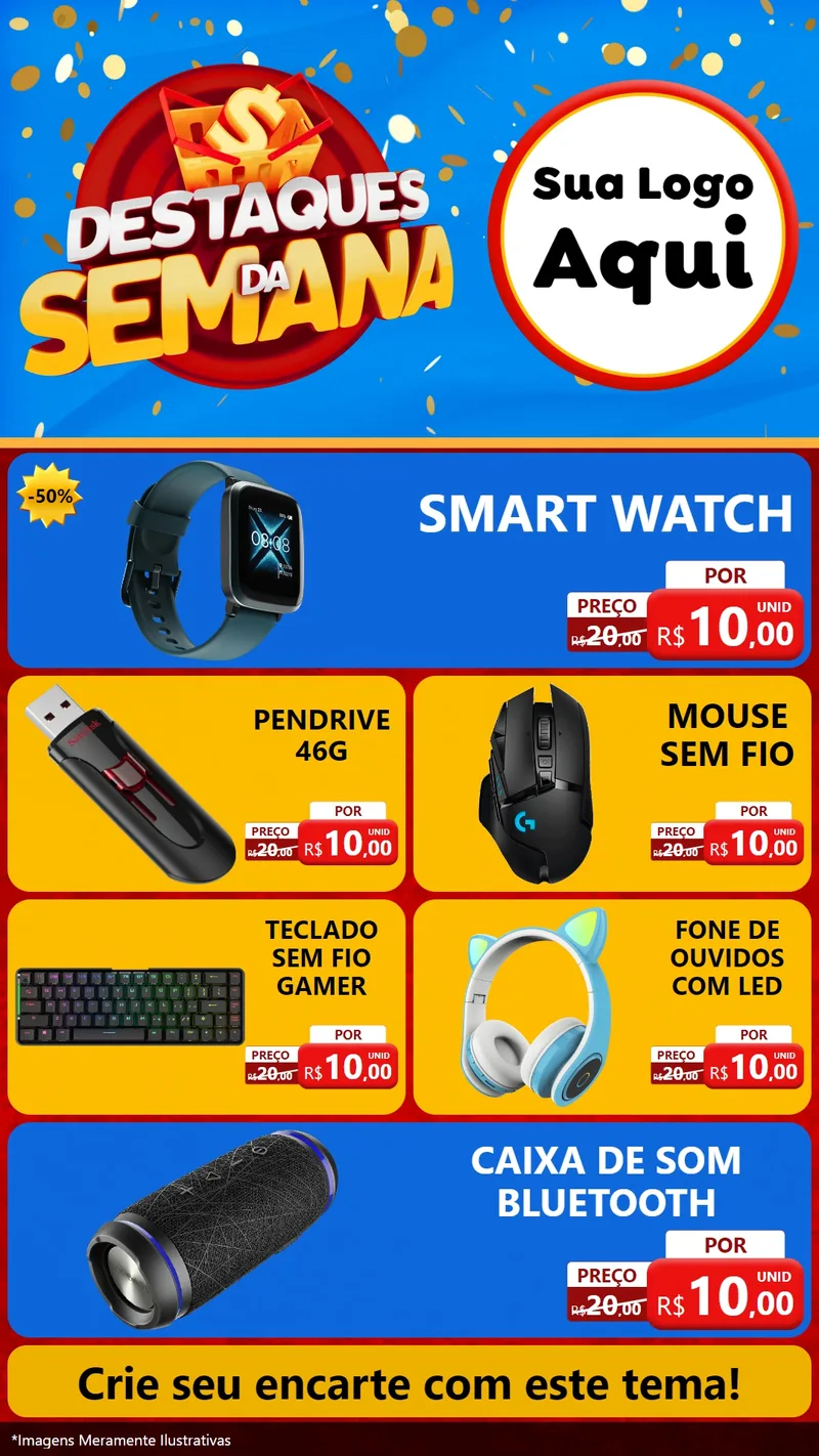 Modelo de TV para TV Vertical com o tema Destaques da Semana para Informática