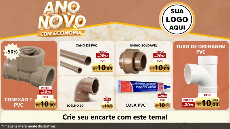 Modelo de TV para TV Horizontal com o tema Ano Novo Com Economia para Tubos e conexões