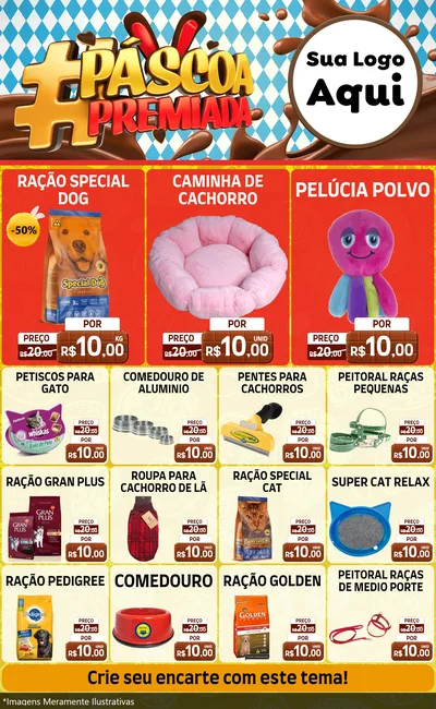 Modelo de Encarte para Encarte Grande com o tema Páscoa Premiada para Pet Shop