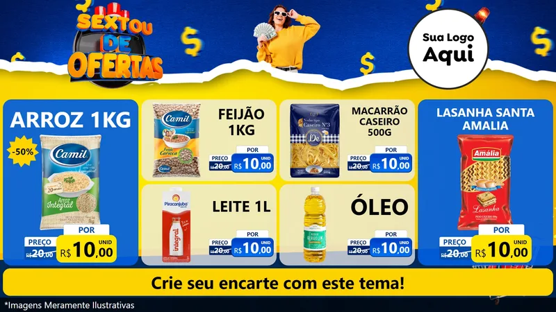 Modelo de TV para TV Horizontal com o tema Sextou de Ofertas para Supermercado