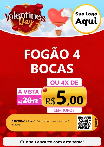 Modelo de Cartaz para Cartaz A4 Vertical com o tema Valentine's Day para Móveis e Eletro
