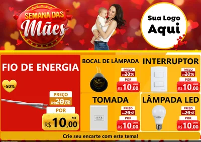 Modelo de Encarte para Encarte A4 Horizontal com o tema Semana das Mães para Materiais Elétricos