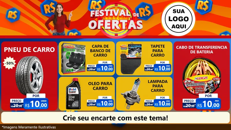 Modelo de TV para TV Horizontal com o tema Festival de Ofertas para Auto peças