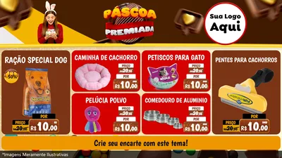 Modelo de TV para TV Horizontal com o tema Páscoa Premiada para Pet Shop