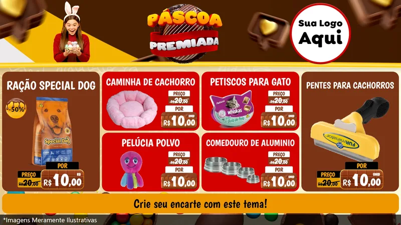 Modelo de TV para TV Horizontal com o tema Páscoa Premiada para Pet Shop