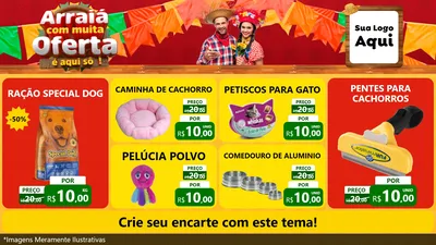 Modelo de TV para TV Horizontal com o tema Arraiá Com Muita Oferta - É Aqui Sô! para Pet Shop