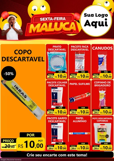 Modelo de Encarte para Encarte A4 Vertical com o tema Sexta-feira Maluca para Embalagens