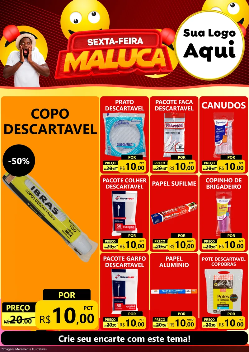 Modelo de Encarte para Encarte A4 Vertical com o tema Sexta-feira Maluca para Embalagens