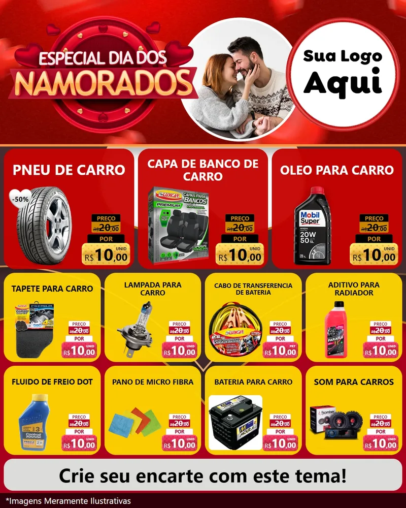 Modelo de Rede Social para Feed Instagram com o tema Especial Dia Dos Namorados para Auto peças