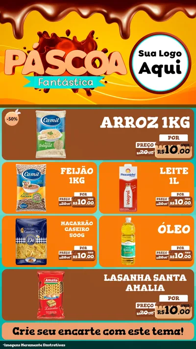 Modelo de TV para TV Vertical com o tema Páscoa Fantástica para Supermercado