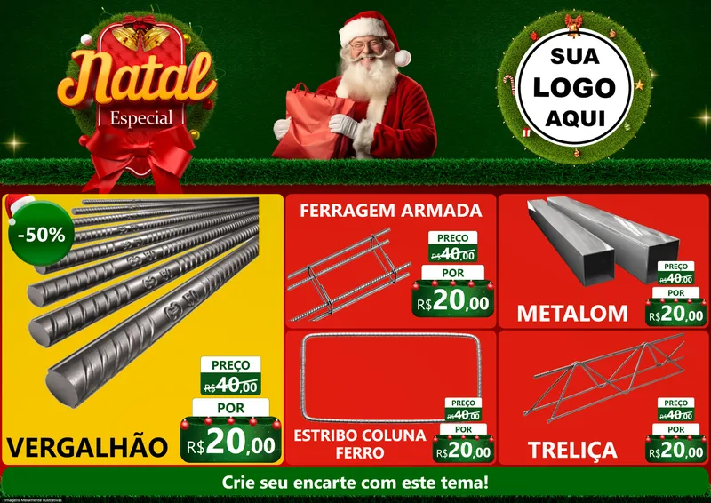 Modelo de Encarte para Encarte A4 Horizontal com o tema Natal Especial para Ferragens