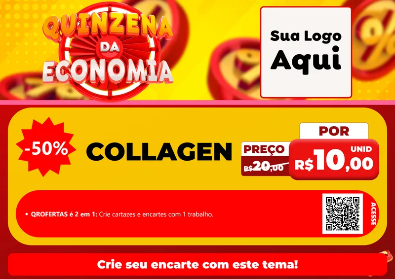 Modelo de Cartaz para Cartaz A4 Horizontal com o tema Quinzena Da Economia para Suplementos alimentares