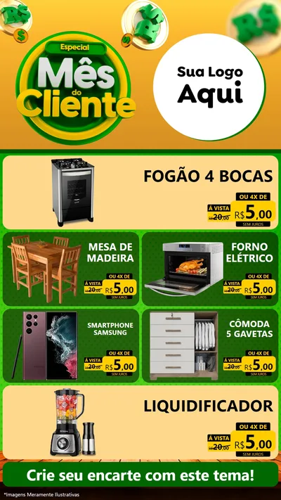 Modelo de TV para TV Vertical com o tema Especial Mês do Cliente para Móveis e Eletro