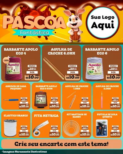 Modelo de Rede Social para Feed Instagram com o tema Páscoa Fantástica para Armarinho e Aviamentos