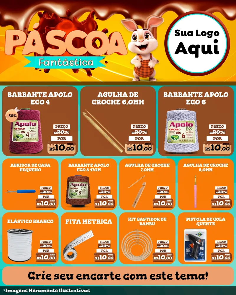 Modelo de Rede Social para Feed Instagram com o tema Páscoa Fantástica para Armarinho e Aviamentos