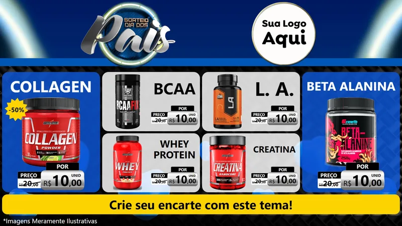 Modelo de TV para TV Horizontal com o tema Sorteio Dia Dos Pais para Suplementos alimentares