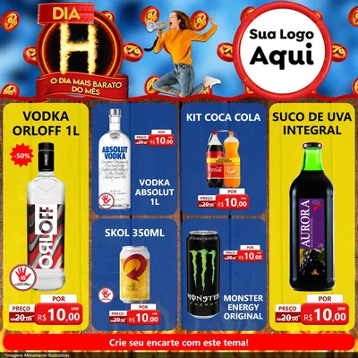 Modelo de Rede Social para Feed Facebook com o tema Dia H - O Dia Mais Barato Do Mês para Distribuidora de bebidas